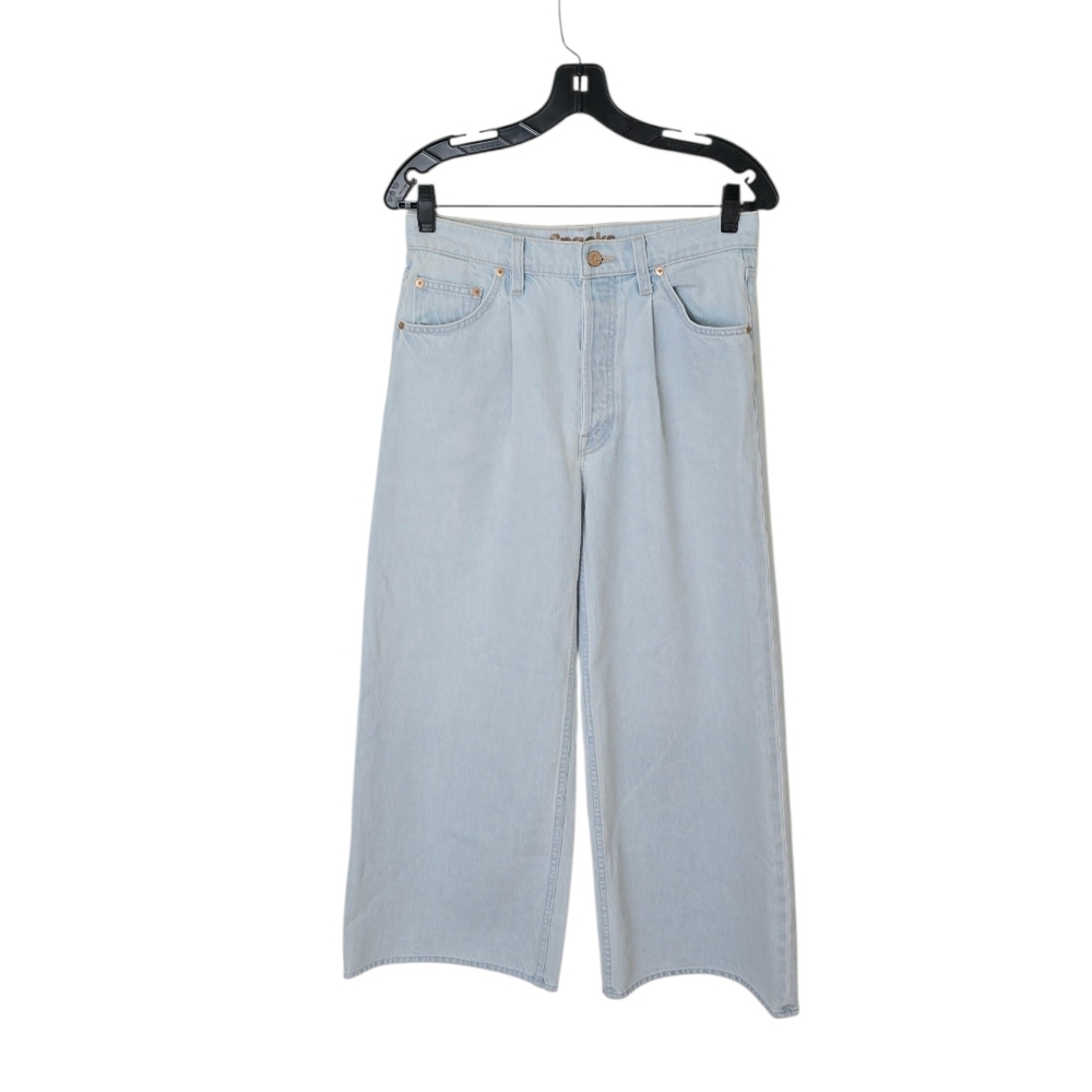 Mother Snacks The Pleated Double Dip Puddle Jeans Blue Slushie Women's 26